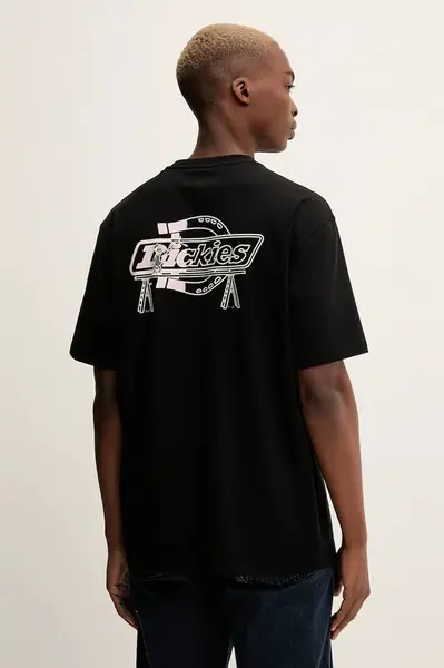 Bavlněné tričko Dickies pánské, černá barva, s potiskem, DK0A87QP
