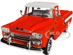 1958 Chevrolet Apache Cameo Pickup Truck Cardinal Red with Wimbledon White Top Limited Edition to 6550 pieces Worldwide 1/24 Diecast Model Car by M2