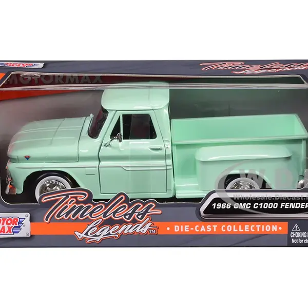 1966 GMC C1000 Fenderside Pickup Truck Light Green "Timeless Legends" Series 1/24 Diecast Model Car by Motormax