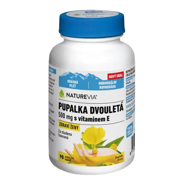 NATUREVIA Pupalka dvojročná 500 mg + Vitamín E 90 kapsúl