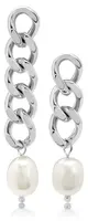 Troli Asymetrické oceľové náušnice s barokovými perlami VAAXF344S