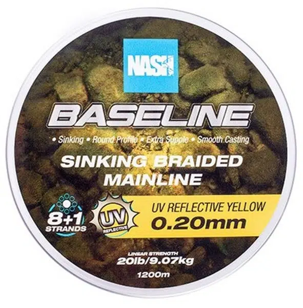 Nash splietaná šnúra baseline sinking braid uv yellow 1200 m - 0,20 mm 9,07 kg