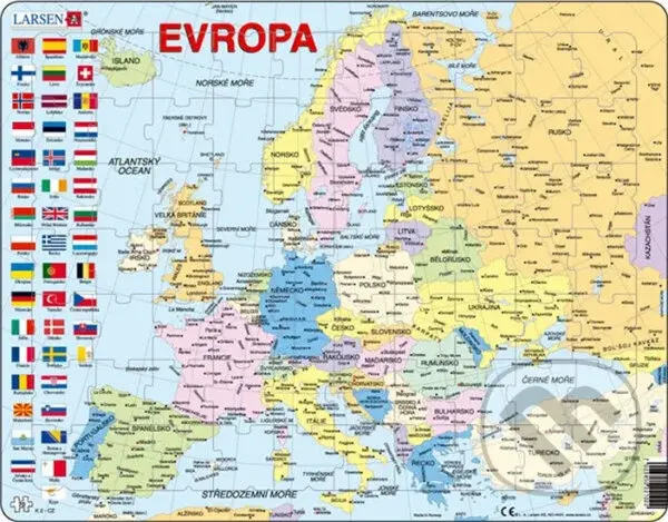 Puzzle MAXI - Mapa Evropy (na šířku) - puzzle z kategorie Ostatné