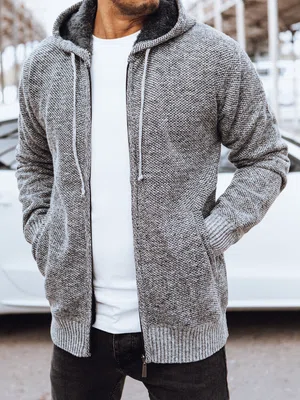 Pánský svetr cardigan Barva světle šedá DSTREET