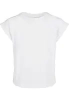 Dívčí organické tričko s prodlouženým ramenem bílé