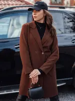Płaszcz damski oversize LINNORE gładki długi czekoladowy Dstreet