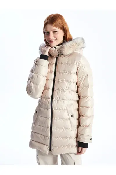 LC Waikiki Women's Hooded Plain Puffer Coat