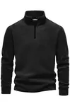 49143 Dewberry Half Zipper Stand Collar Mens Fleece-BLACK