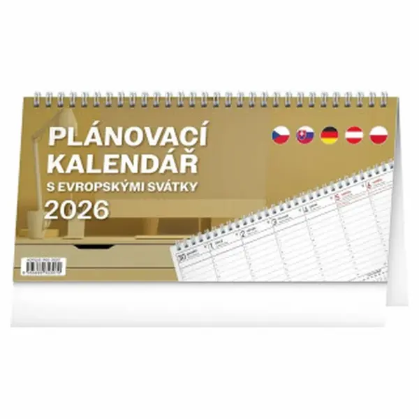 Stolní kalendář Plánovací s evropskými svátky 2026