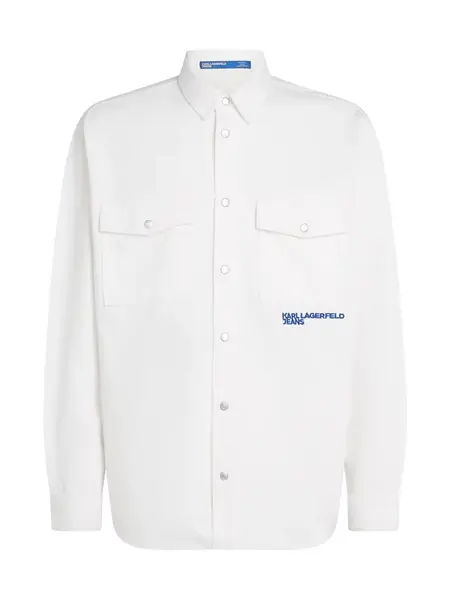 KARL LAGERFELD JEANS Prechodná bunda 'Out Of The Blue'  modrá / šedobiela