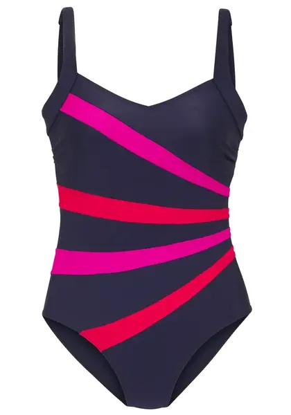 LASCANA Jednodielne plavky  námornícka modrá / ružová / červená
