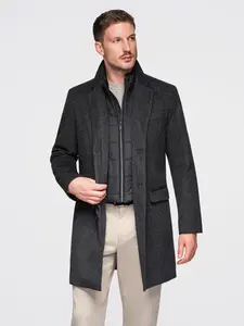Ombre Unbuttoned men's wool blend coat - graphite