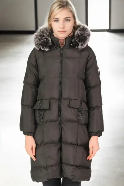 Z6706 DEWBERRY WOMEN'S COAT-BLACK-1