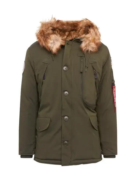 ALPHA INDUSTRIES Zimná parka 'Polar'  žltohnedá / olivová / jasne červená / biela