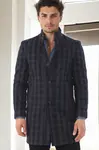 PLT8370 DEWBERRY MEN'S COAT-PATTERNED NAVY BLUE-2