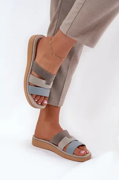 Boto Pohodlné dámské pantofle béžovo-modré Oxena