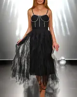 Resti Black women's midi dress with tulle