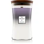 Woodwick Trilogy Amethyst Sky vonná svíčka s dřevěným knotem 609.5 g