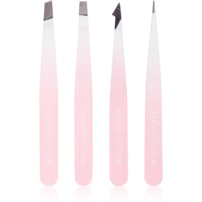 Brushworks The Complete sada pinzet na obočí White & Pink