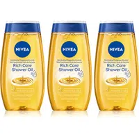 NIVEA Natural Caring sprchový olej pro suchou pokožku 3 x 200 ml