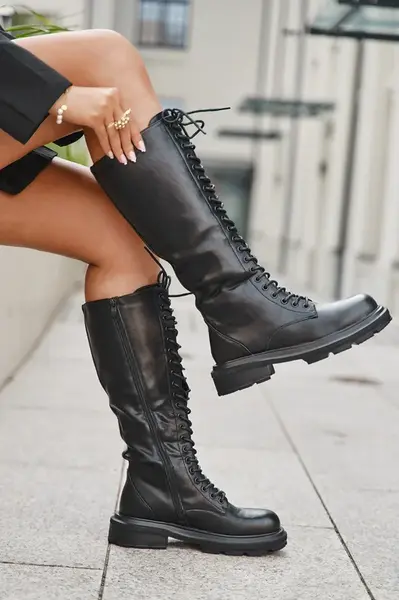 Boto Dámské zimní boty Glany s eko kůží černé Selvina