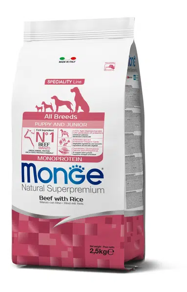 Monge Speciality Line All Breeds Puppy & Junior Monoprotein suché krmivo pro psy - hovězí, rýže 2,5 kg