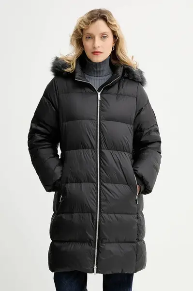 Péřová bunda Calvin Klein černá barva, zimní, LV044D545G