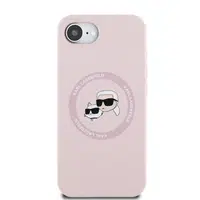 Zadní kryt Karl Lagerfeld Liquid Silicone K&CH Heads MagSafe pro Apple iPhone 16e, růžová