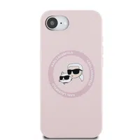 Zadní kryt Karl Lagerfeld Liquid Silicone K&CH Heads MagSafe pro Apple iPhone 16e, růžová