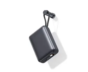 Swissten Power Bank 20 000 mAh s integrovanými kabely USB-C a Lightning vesmírně stříbrná