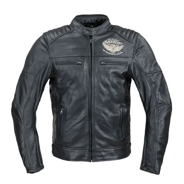 Pánská kožená bunda W-TEC Black Heart Wings Leather Jacket černá M