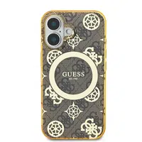 Zadní kryt Guess IML 4G Peony MagSafe pro Apple iPhone 16, hnědá