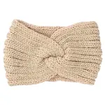 Pohodlná pletená čelenka Aida se zlatou přízí, růžová