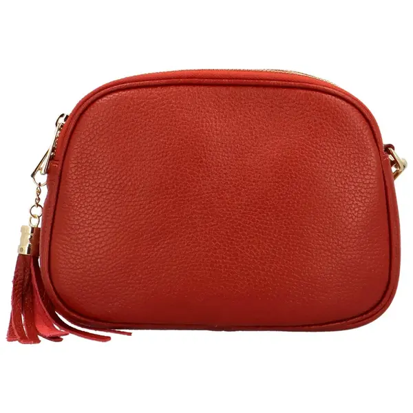 Dámská kožená crossbody kabelka cihlově červená - Delami Vera Pelle Prianna G