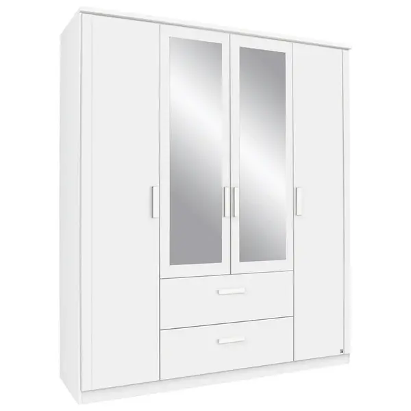 MID.YOU ŠATNÍ SKŘÍŇ SE ZRCADLEM, bílá, 181/212/58 cm