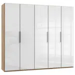 MID.YOU ŠATNÍ SKŘÍŇ S OTOČNÝMI DVEŘMI, barvy dubu, vysoce lesklá bílá, 250/216/58 cm