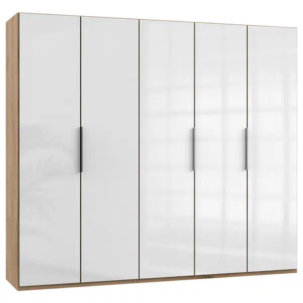 MID.YOU ŠATNÍ SKŘÍŇ S OTOČNÝMI DVEŘMI, barvy dubu, vysoce lesklá bílá, 250/216/58 cm