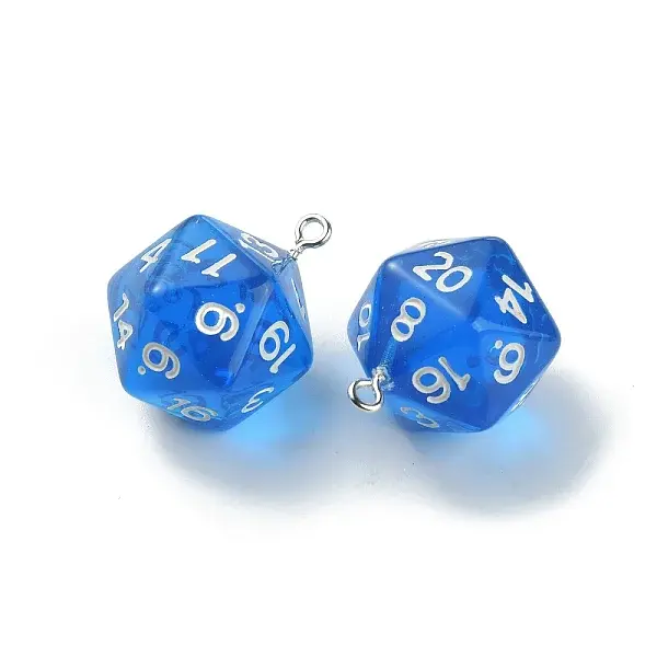 Transparent Resin Polyhedral Dice Pendants
