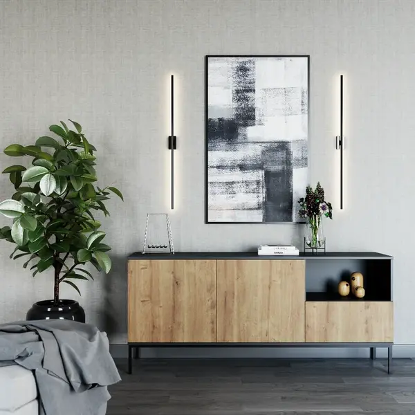 Komoda Lanzzi 180 Barva korpusu: Černá, Dveře: Dub-Artisan