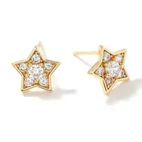 Brass Pave Clear Cubic Zirconia Stud Earrings