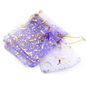 Hot Stamping Rectangle Organza Drawstring Gift Bags