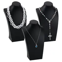 3Pcs Bust Shaped Leather Necklace Jewely Display Stands