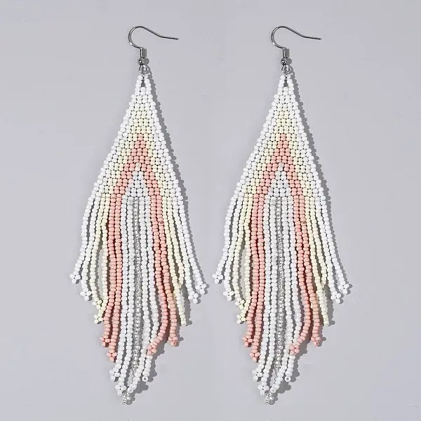 Handmade Glass Seed Beads Tassel Dangle Earrings