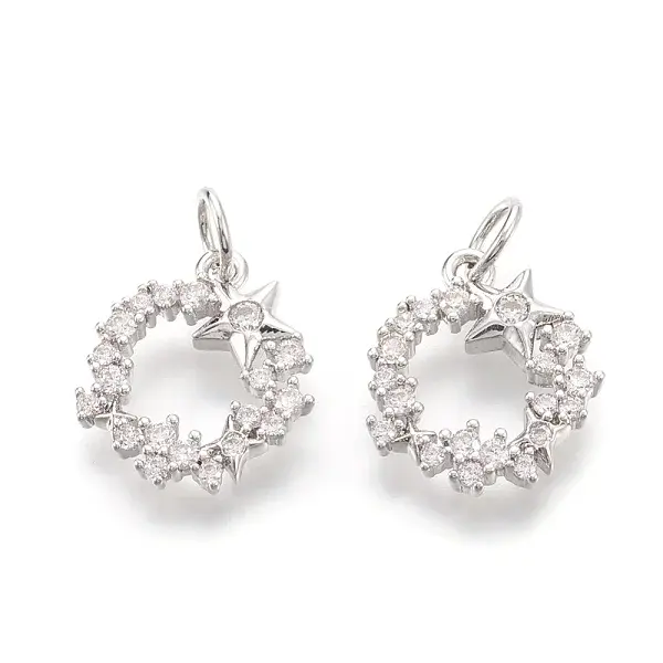 Brass Micro Pave Cubic Zirconia Charms