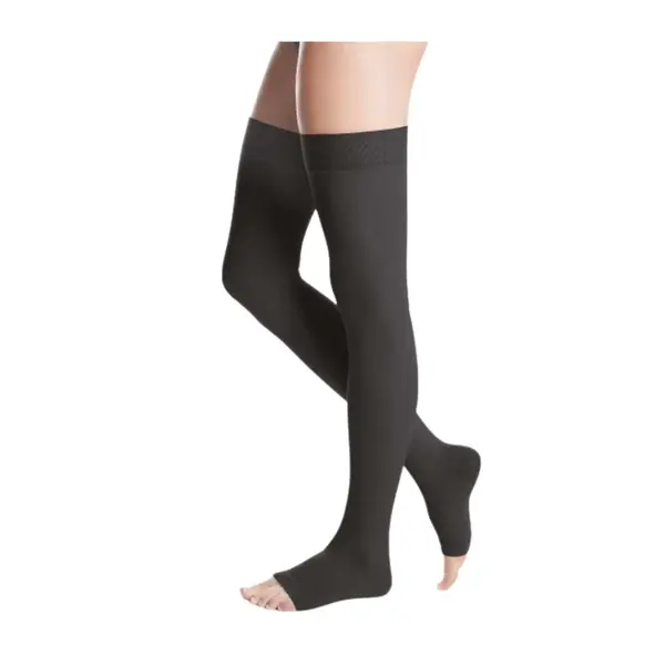 Kompresné stehenné pančuchy MICRO s lemom bez špičky II. KT čierne veľkosť 5N