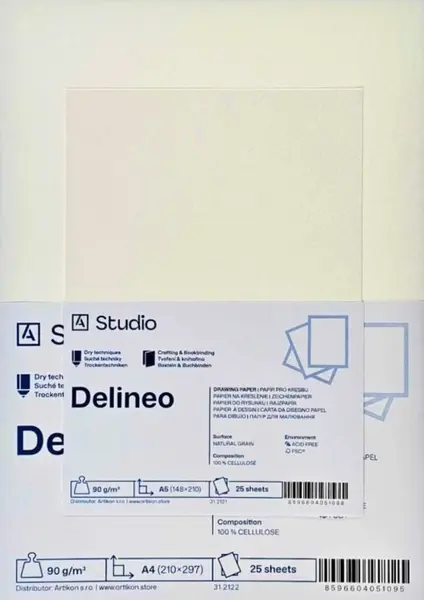Kreslicí papír Delineo 90g A3, 25 listů
