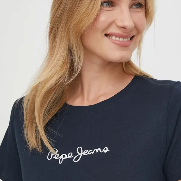 Bavlněné tričko Pepe Jeans LORETTE tmavomodrá barva, PL505827