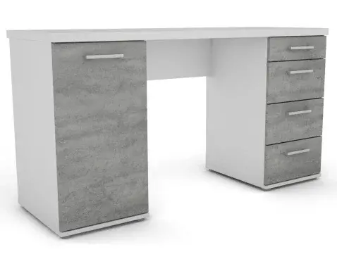 Písací stôl Walter, biely/šedý betón%