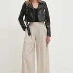 Bavlněné kalhoty Answear.LAB béžová barva, široké, high waist
