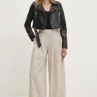 Bavlněné kalhoty Answear.LAB béžová barva, široké, high waist
